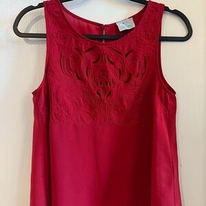 Pins and Needle Embroidered Red Top